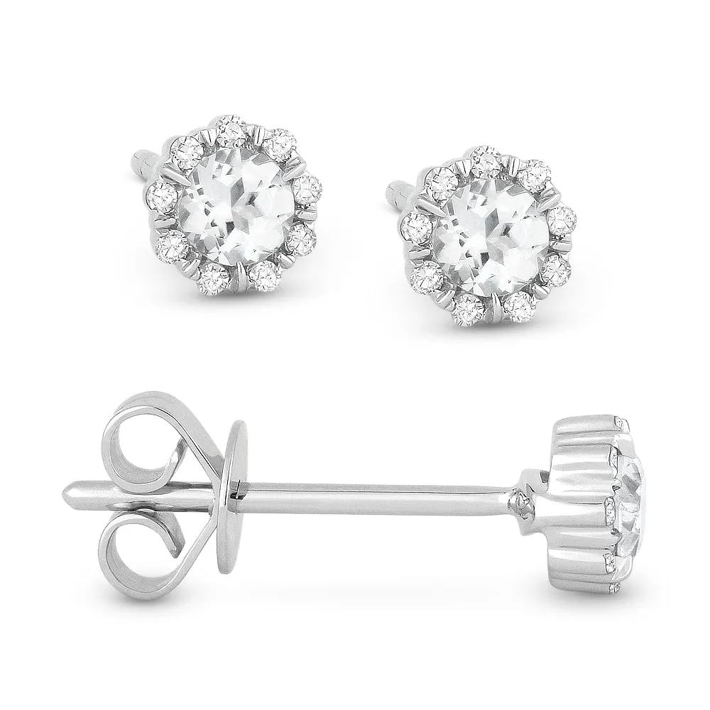 0.28Ct White Topaz Stud Earrings In 14K White Gold
