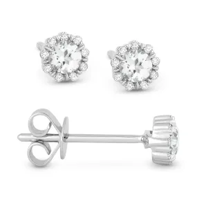 0.28Ct White Topaz Stud Earrings In 14K White Gold