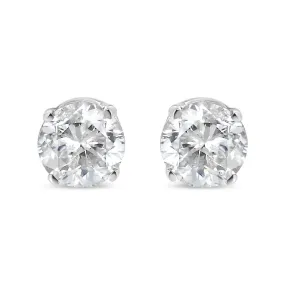 10K White Gold 3/4 Cttw Round Brilliant-Cut Near Colorless Diamond Classic 4-Prong Stud Earrings (H-I Color, I2-I3 Clarity)
