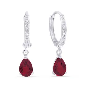 1.1ct Created Ruby Drop/Dangle Earrings in 14K White Gold