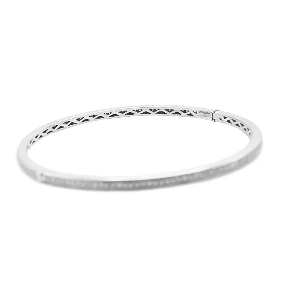14ct White Gold Brilliant Cut Diamond Set Hinged Bangle