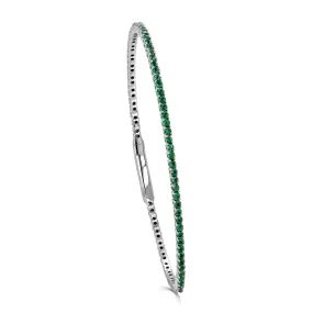 14K Gold & Green Emerald Flexible Eternity Bangle - 2.22ct
