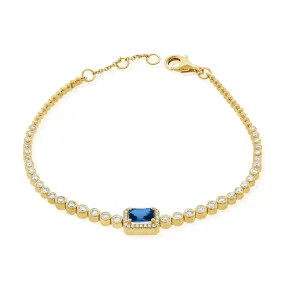 14k Gold, Blue Sapphire & Diamond Bracelet