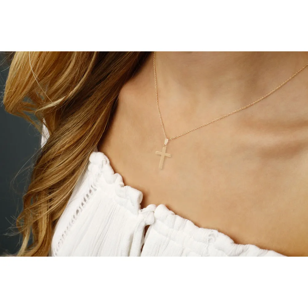14K Gold Cross Pendant Necklace