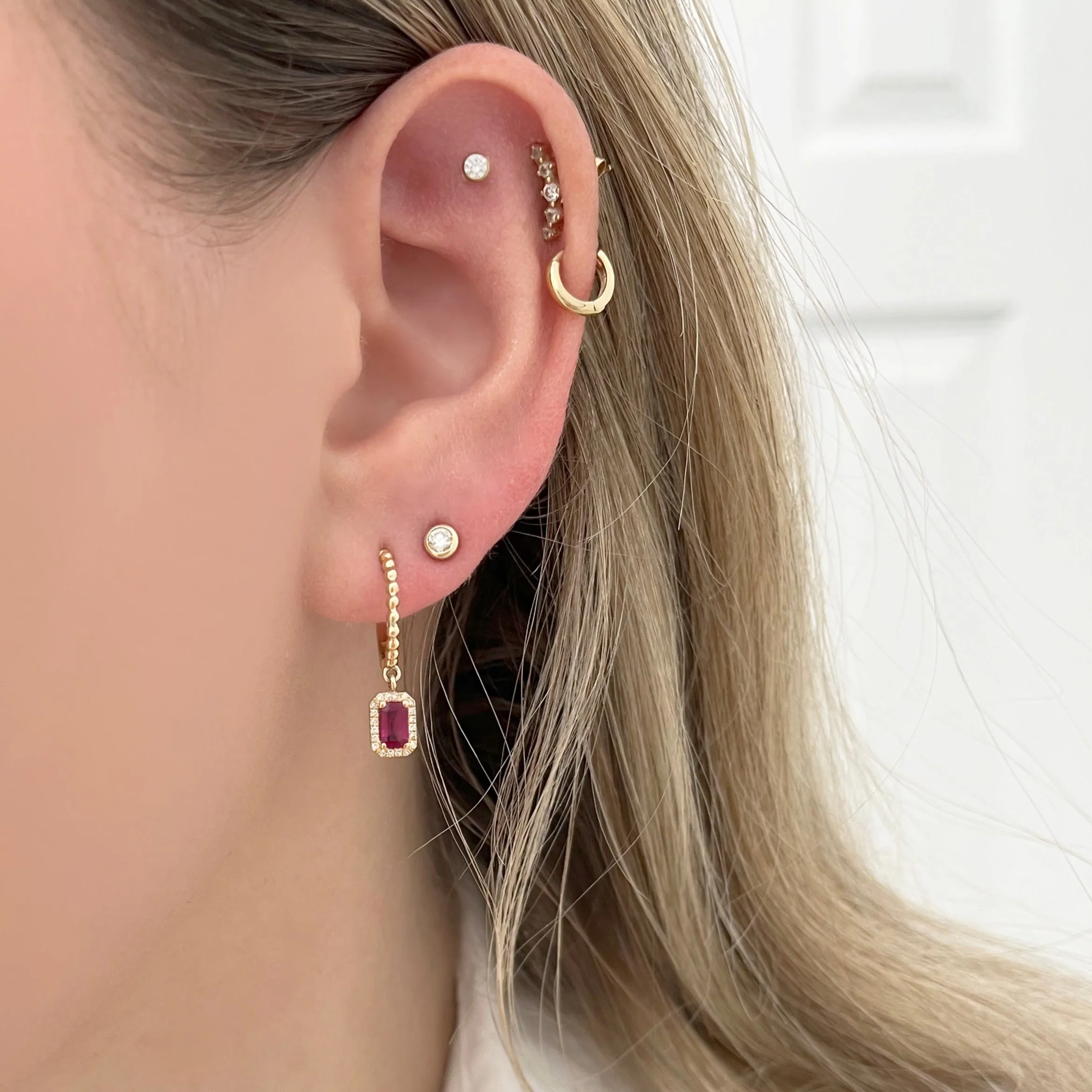 14K GOLD DIAMOND RUBY MADISON EARRINGS