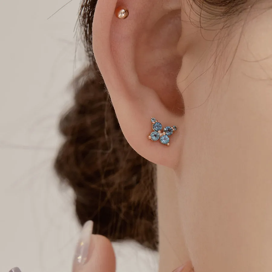 14k post Lily Blue Topaz Single Earring / Piercing