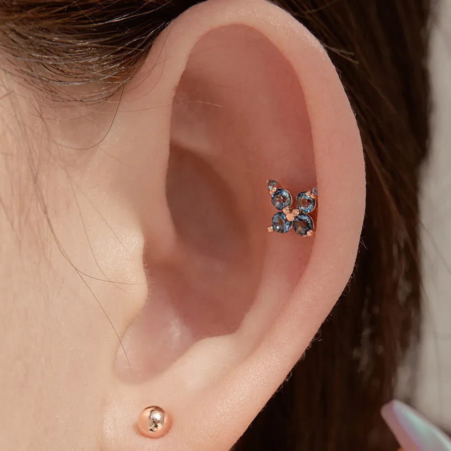 14k post Lily Blue Topaz Single Earring / Piercing