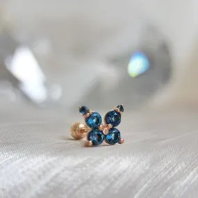 14k post Lily Blue Topaz Single Earring / Piercing