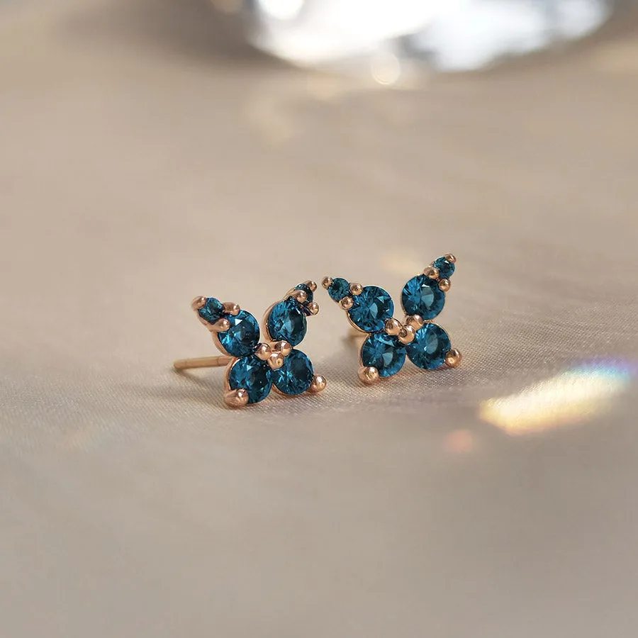 14k post Lily Blue Topaz Single Earring / Piercing