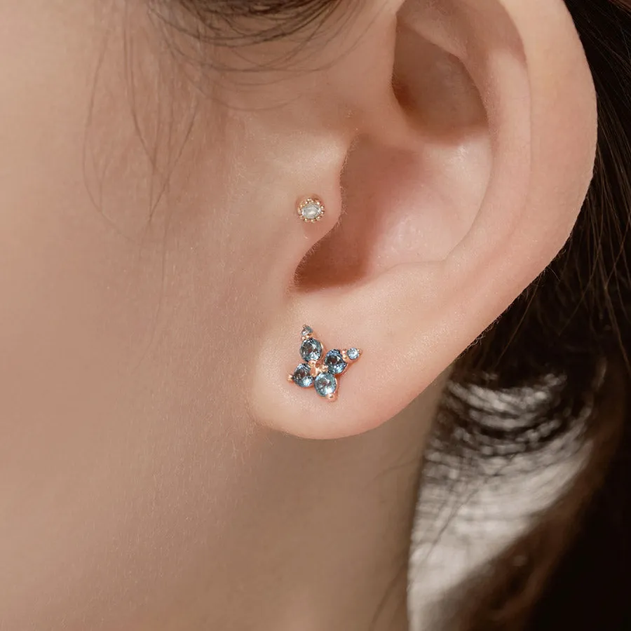 14k post Lily Blue Topaz Single Earring / Piercing
