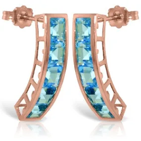 14K Solid Rose Gold Natural Blue Topaz Gemstone Earrings