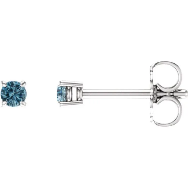 14K White 2.5 mm Natural Sky Blue Topaz Stud Earrings with Friction Post
