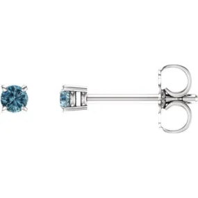 14K White 2.5 mm Natural Sky Blue Topaz Stud Earrings with Friction Post