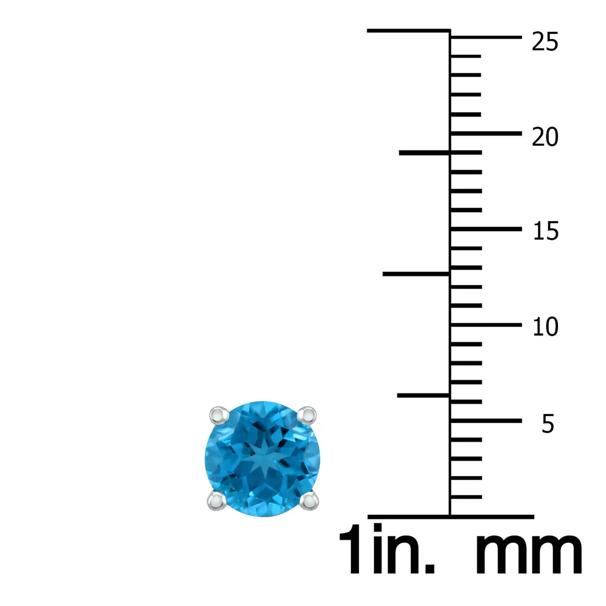 14K White Gold 6Mm Round Blue Topaz Earrings