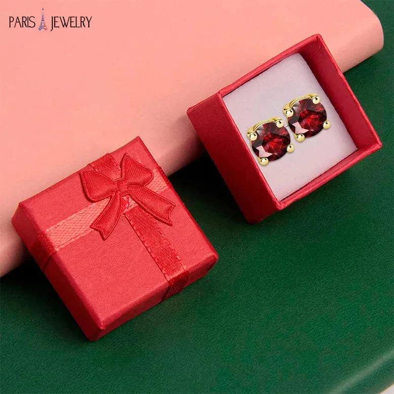 14k Yellow Gold Plated 2 Ct Round Created Ruby Stud Earrings