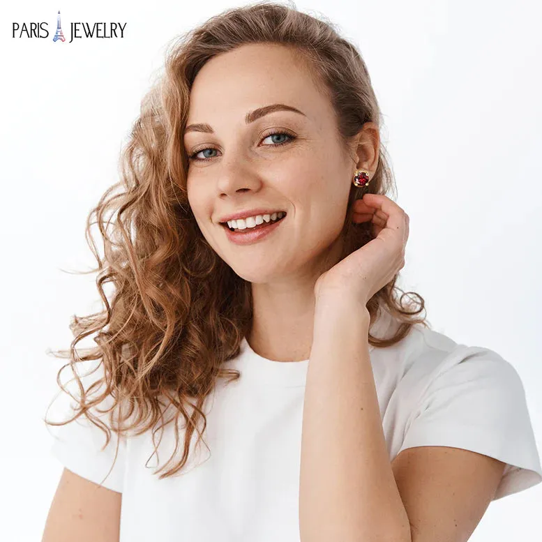 14k Yellow Gold Plated 2 Ct Round Created Ruby Stud Earrings
