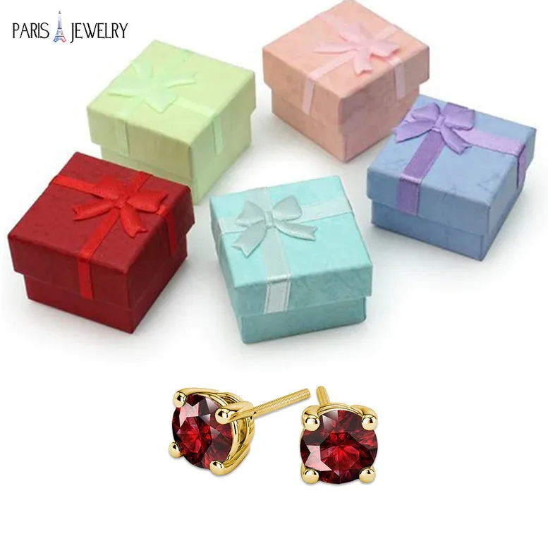 14k Yellow Gold Plated 2 Ct Round Created Ruby Stud Earrings