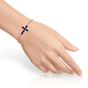 1.7 Carat 14K Solid Rose Gold Cross Bracelet Natural Sapphire