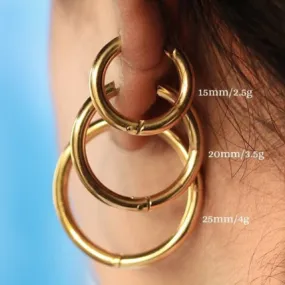 18K Gold-Filled Dainty Hoop Earrings | 15mm Small Hoop Earrings