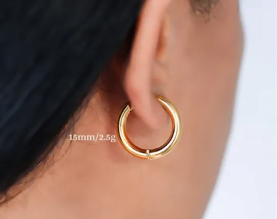 18K Gold-Filled Dainty Hoop Earrings | 15mm Small Hoop Earrings
