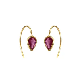 18k Gold Ruby Drop Earrings