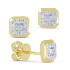 18" 0.17Ct White Topaz Stud Earrings In 14K Yellow Gold