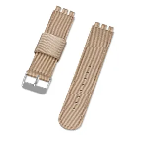 19mm Universal nylon   canvas watch strap silver buckle - Khaki