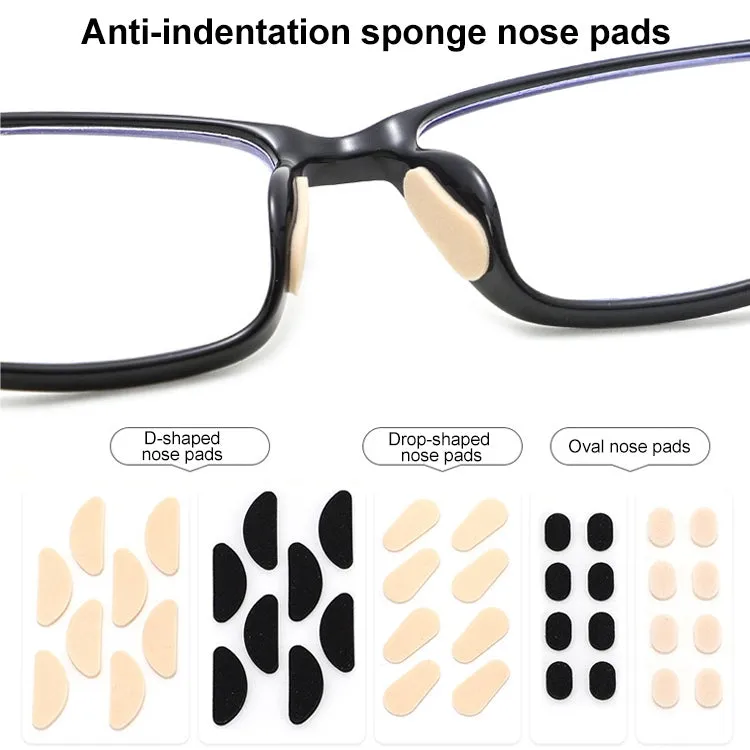 20 PCS Glasses Nose Strip Soft EVA Sponge Nose Mat Comfortable No Pressure Mark Does Not Remove Makeup Anti-Height Eye Frame Nose(Black 1.0mm)