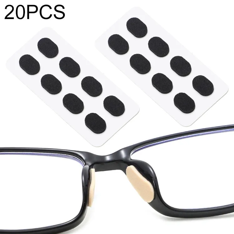 20 PCS Glasses Nose Strip Soft EVA Sponge Nose Mat Comfortable No Pressure Mark Does Not Remove Makeup Anti-Height Eye Frame Nose(Black 1.0mm)