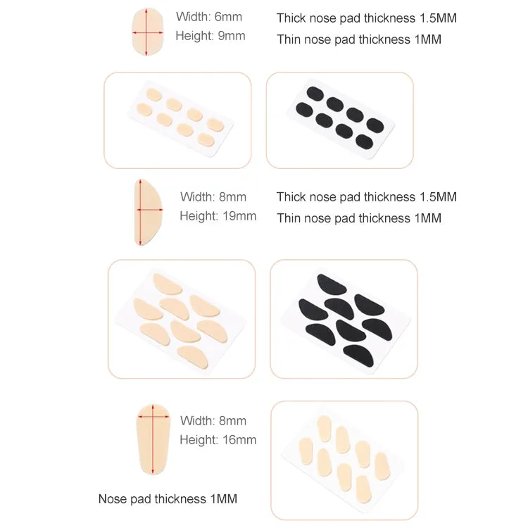 20 PCS Glasses Nose Strip Soft EVA Sponge Nose Mat Comfortable No Pressure Mark Does Not Remove Makeup Anti-Height Eye Frame Nose(Black 1.0mm)
