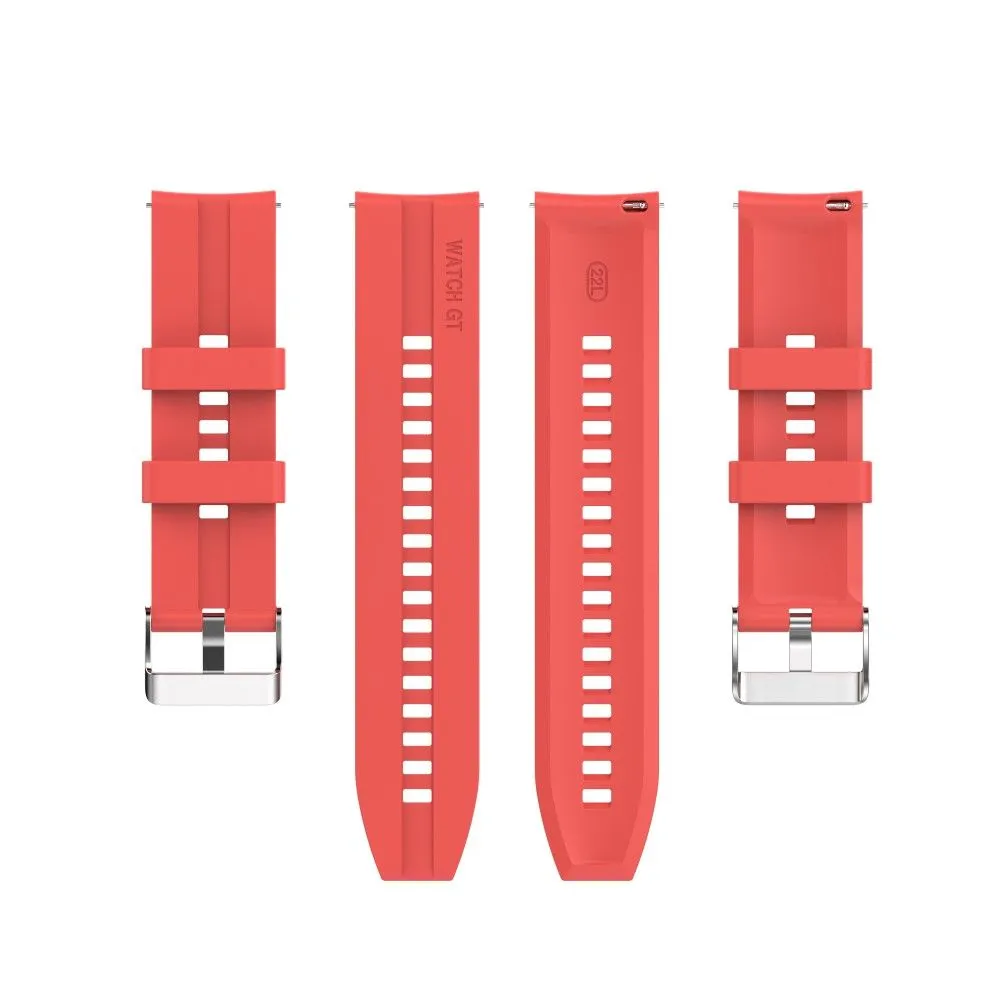 20mm Universal adjustable silicone watch strap - Silver Steel Buckle / Red