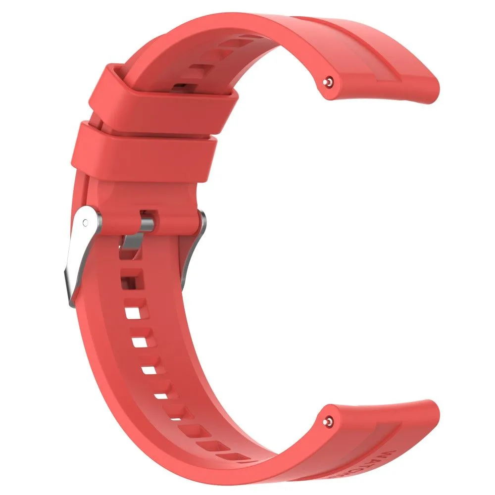 20mm Universal adjustable silicone watch strap - Silver Steel Buckle / Red