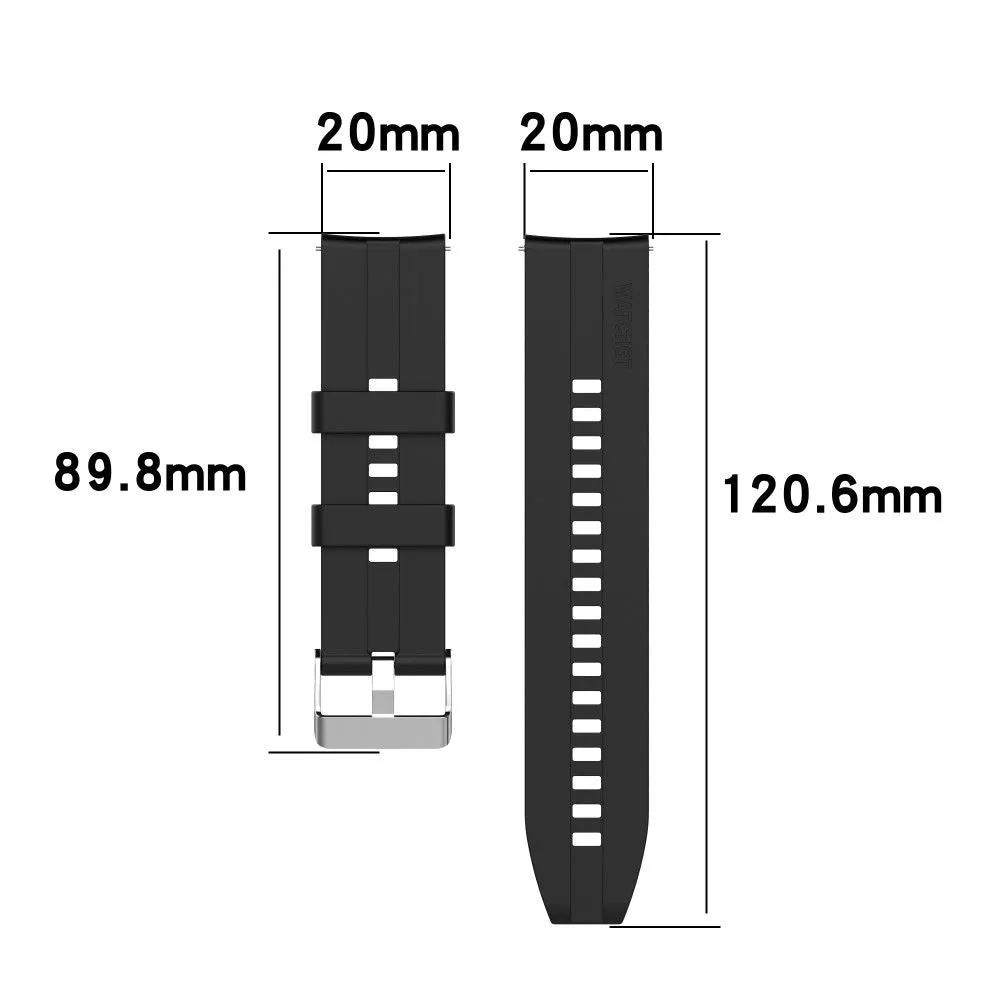 20mm Universal adjustable silicone watch strap - Silver Steel Buckle / Red