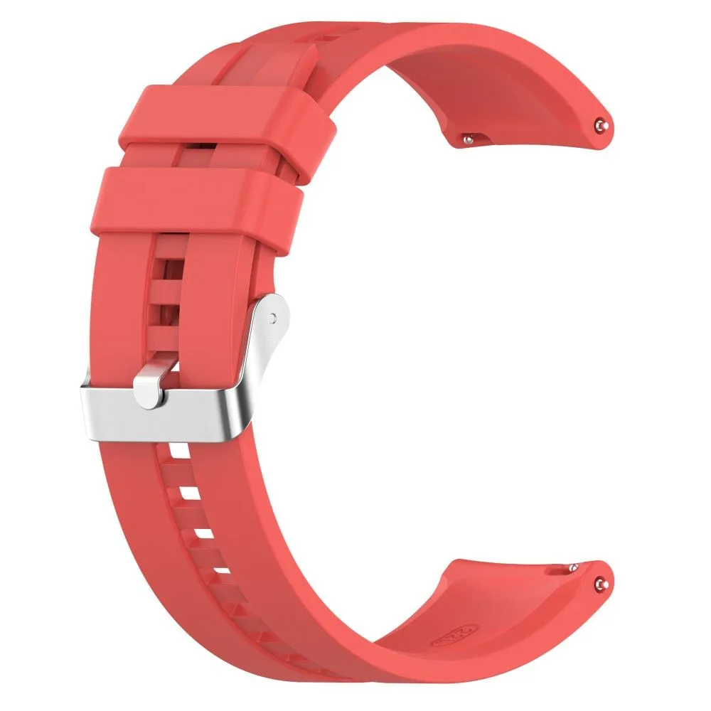 20mm Universal adjustable silicone watch strap - Silver Steel Buckle / Red