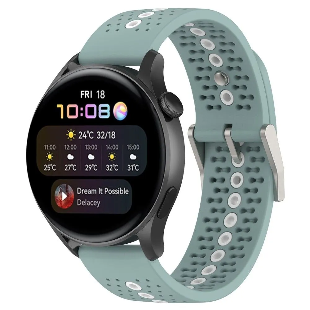 20mm Universal bi-color silicone watch strap - Cyan / White
