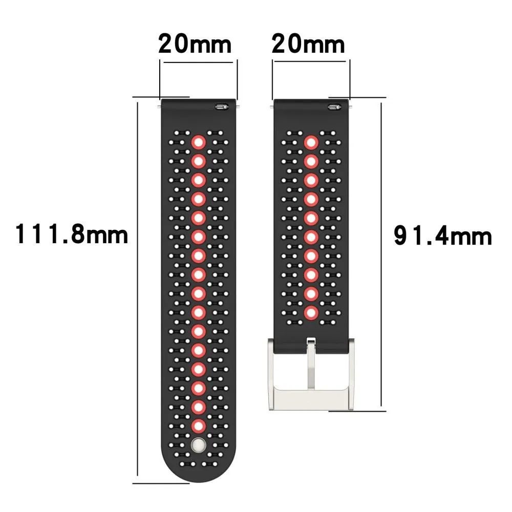 20mm Universal bi-color silicone watch strap - Cyan / White