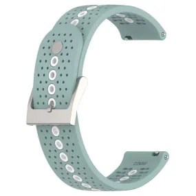 20mm Universal bi-color silicone watch strap - Cyan / White