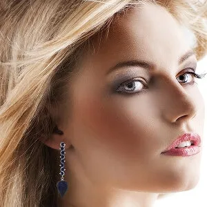 29.2 Carat 14K Solid White Gold Drop Briolette Sapphire Earrings