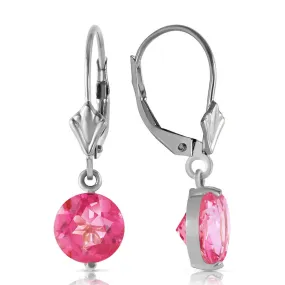 3.1 Carat 14K Solid White Gold Pink Fun Pink Topaz Earrings