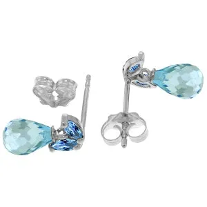 3.4 Carat 14K Solid White Gold Vous Les Femmes Blue Topaz Earrings