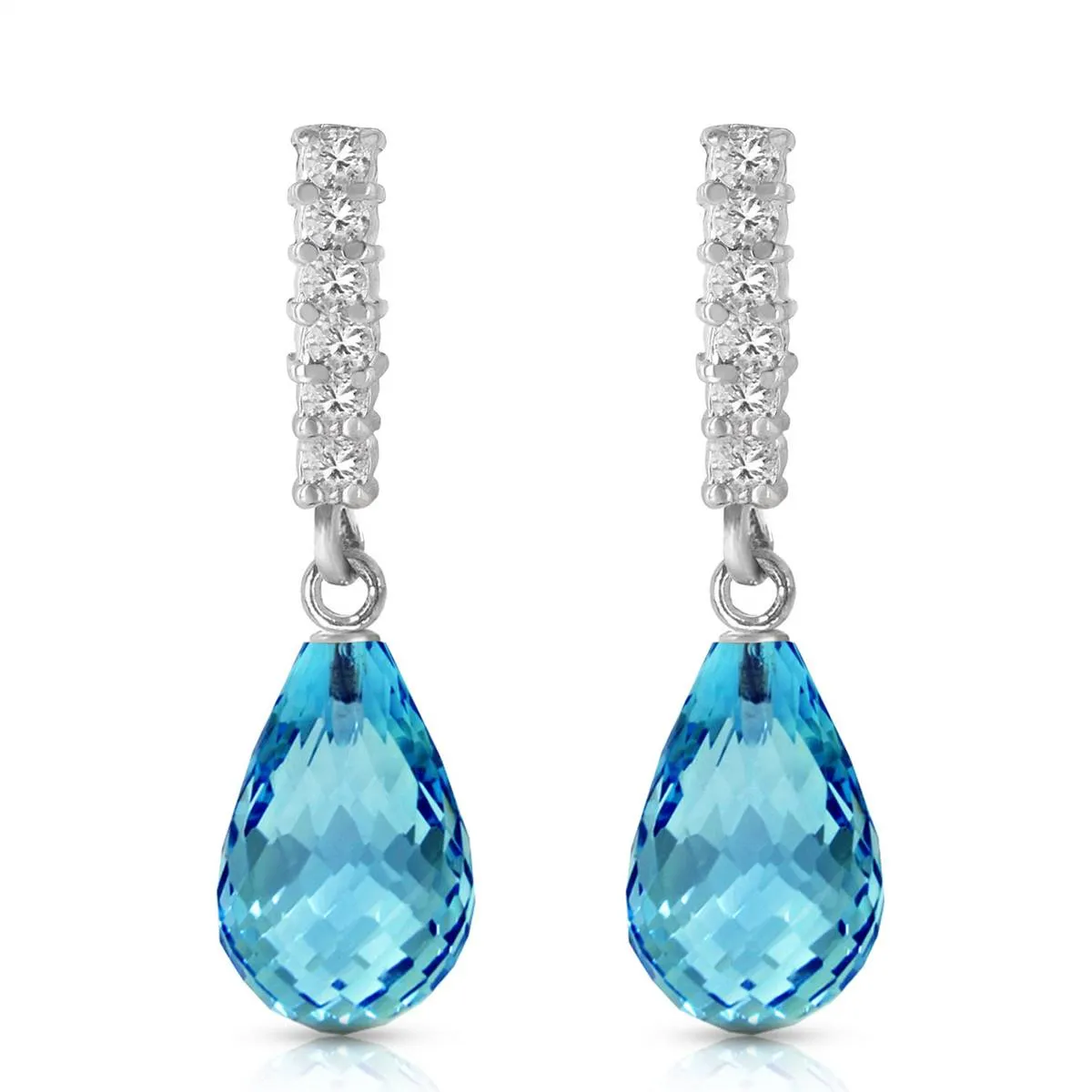 4.65 Carat 14K Solid White Gold Magic In Your Eyes Blue Topaz Diamond Earrings