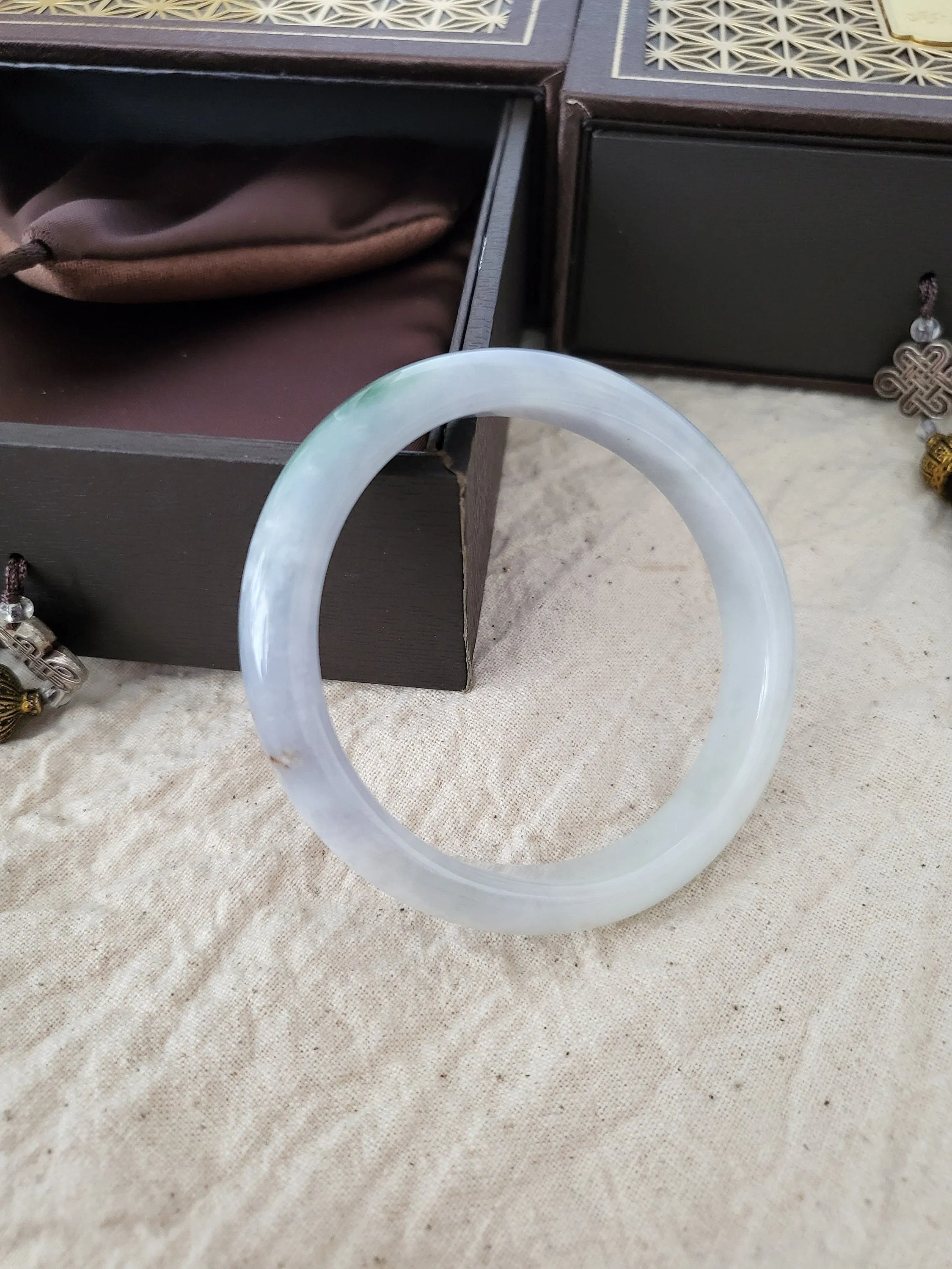 53.5mm Lavender Jadeite Grade A Bangle Natural Burma Jade Purple [LAVENDER TURQUOISE COLLECTION]
