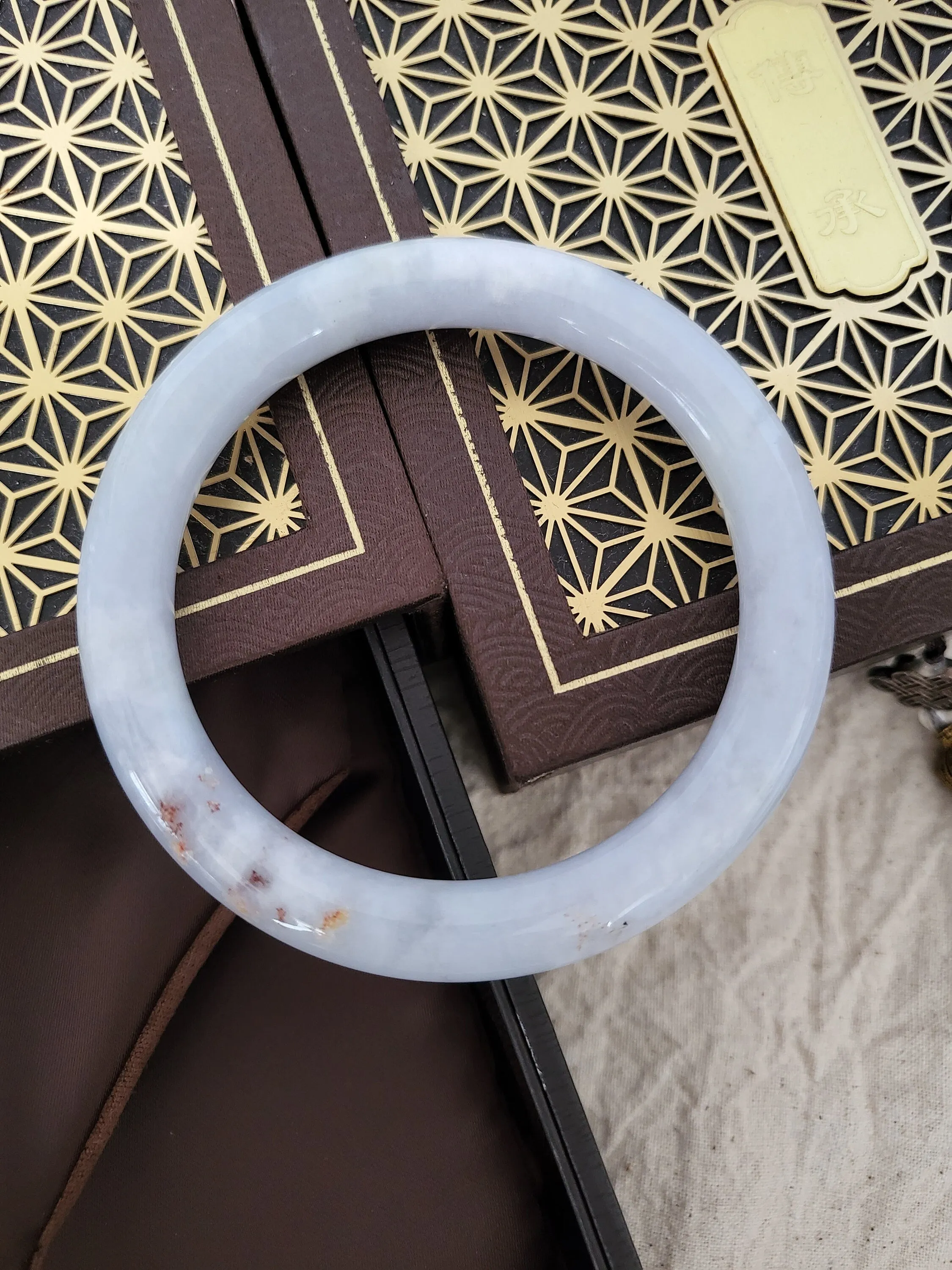 55.7 mm Lavender Jadeite Grade A Bangle Natural Burma Jade Purple [LAVENDER DREAMS COLLECTION]