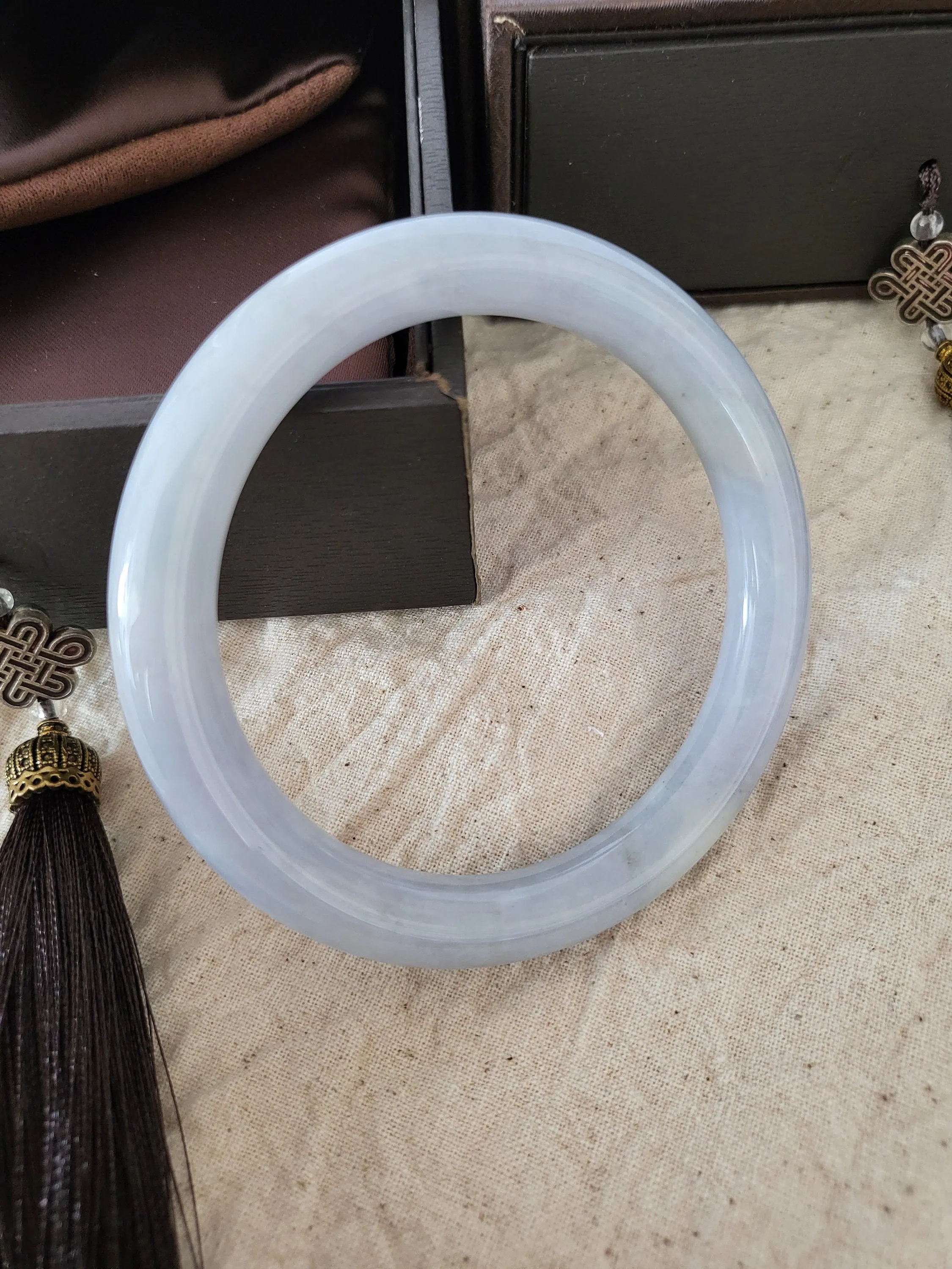 55.7 mm Lavender Jadeite Grade A Bangle Natural Burma Jade Purple [LAVENDER DREAMS COLLECTION]