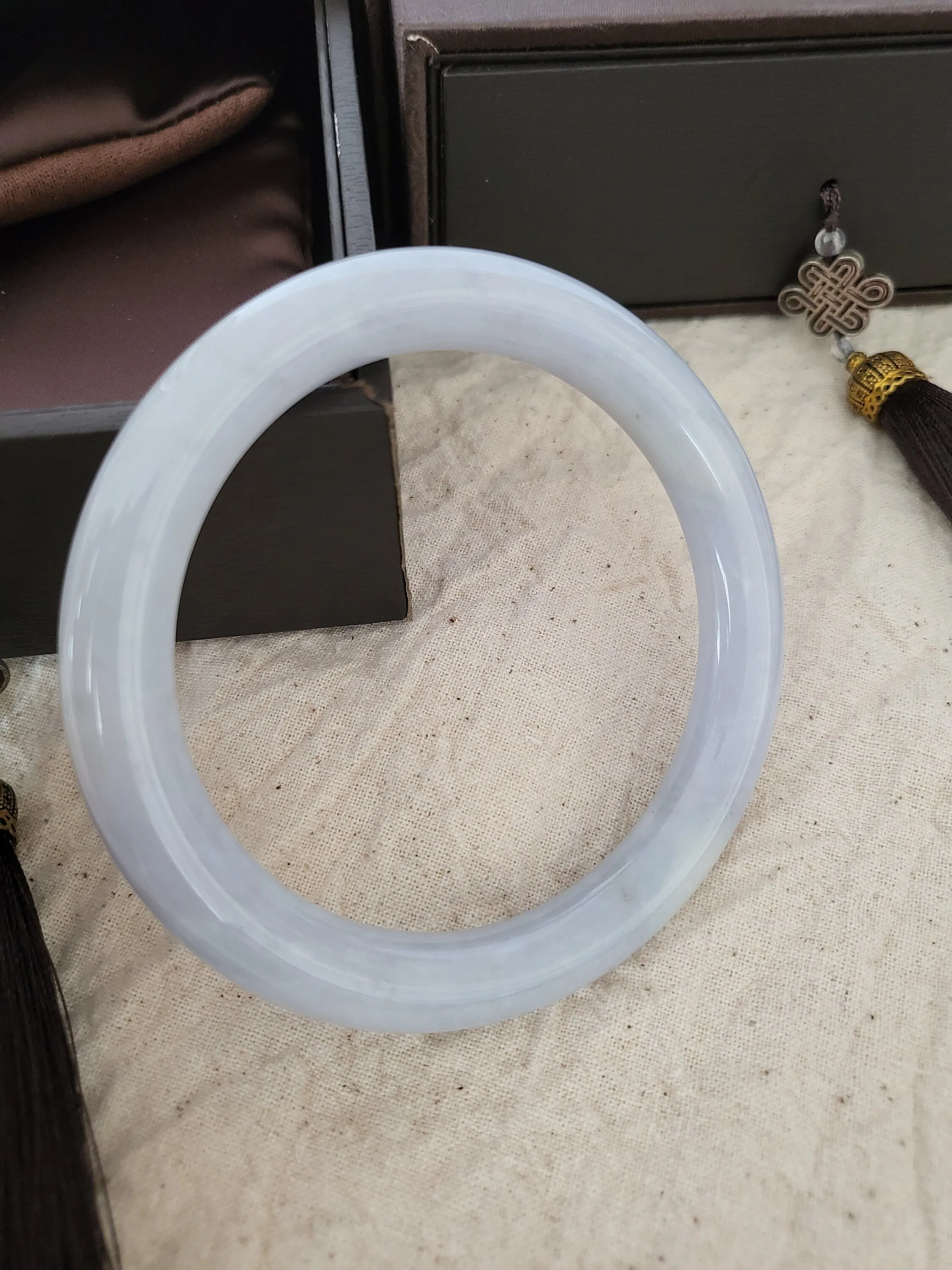 55.7 mm Lavender Jadeite Grade A Bangle Natural Burma Jade Purple [LAVENDER DREAMS COLLECTION]