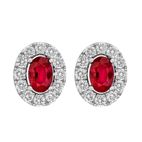 .60CT DIAMOND 1.20CT RUBY EARRING