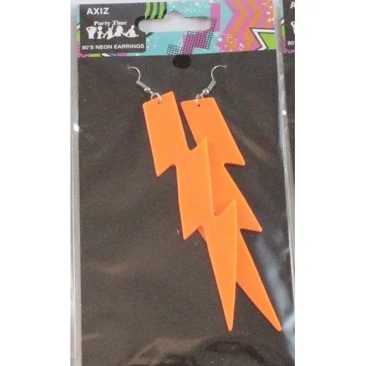 80s Neon Lightning Bolt Earrings - Asst Colours