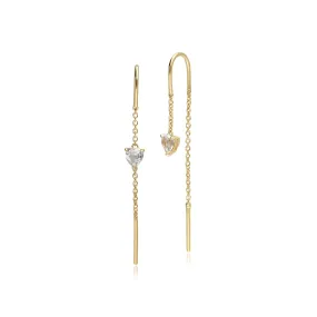 9 Karat Gelbes Gold Weißer Topas Fallen/Lang Ohrringe
