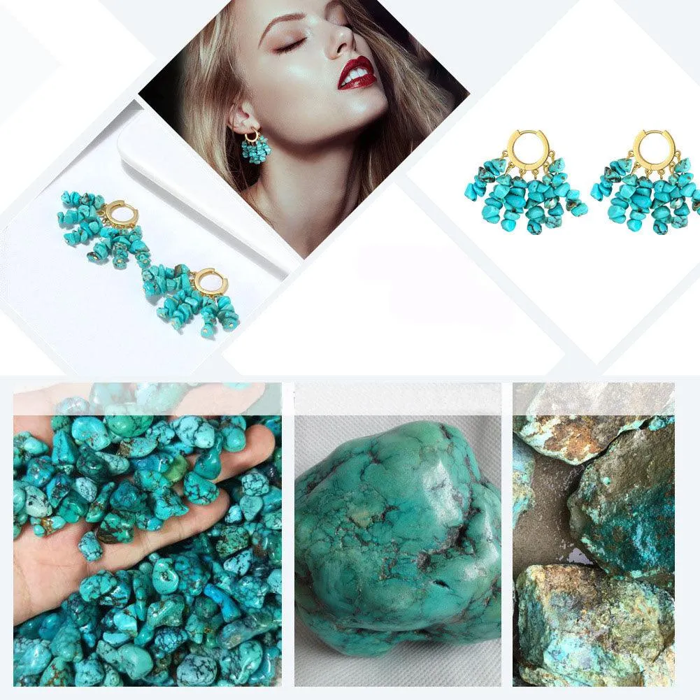 925 Sterling Silver Turquoise Beads Chandelier Earrings With14K Gold Plated