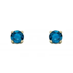 9ct December London Blue Topaz 4mm Stud Earrings GE2337